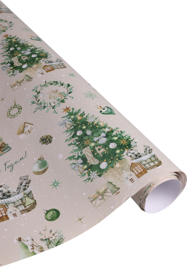 Бумага упаковочная декоративная CITY HOME TRADE Christmas Woodland, 70х100см, превью