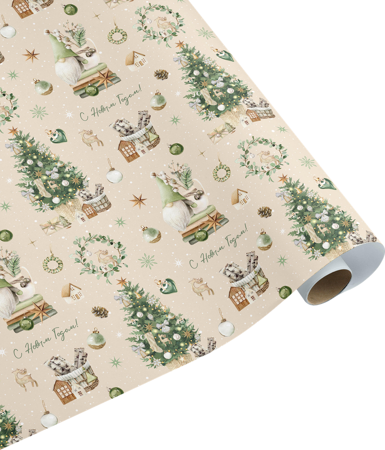 Бумага упаковочная декоративная CITY HOME TRADE Christmas Woodland, 70х100см, предпросмотр