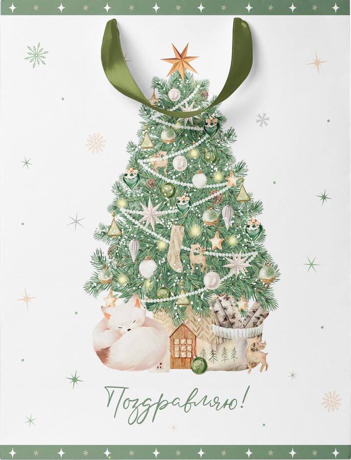 Пакет подарочный CITY HOME TRADE Christmas Woodland 31х26х11см, превью