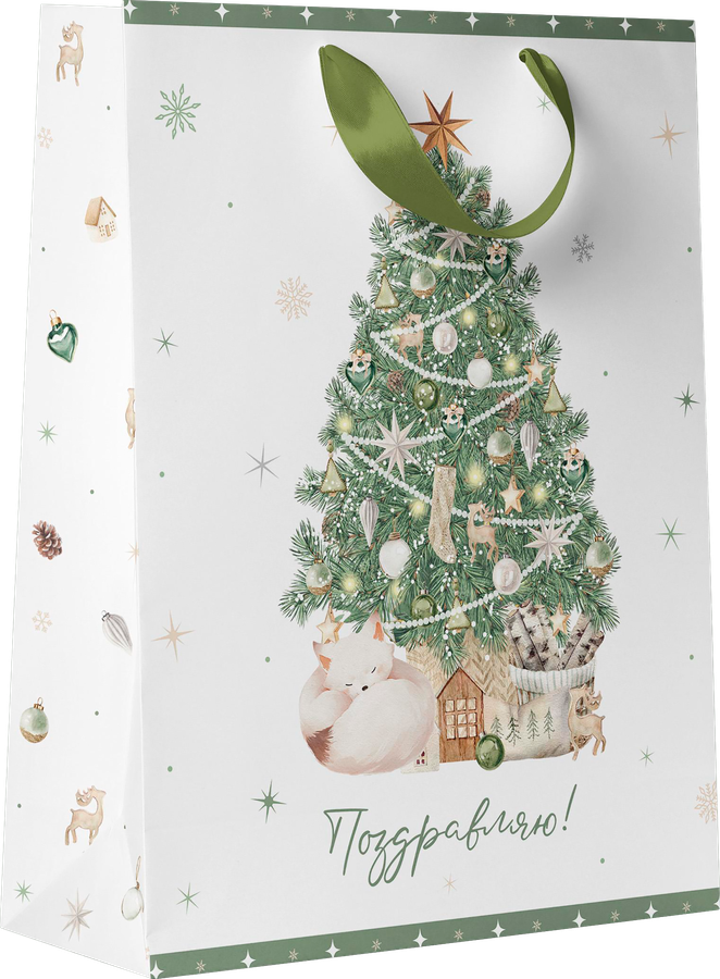 Пакет подарочный CITY HOME TRADE Christmas Woodland 31х26х11см, предпросмотр