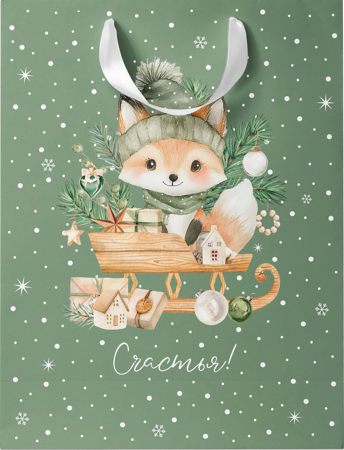 Пакет подарочный CITY HOME TRADE Christmas Woodland 31х26х11см, предпросмотр