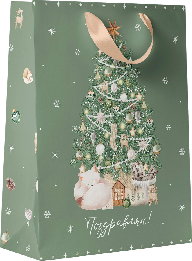 Пакет подарочный CITY HOME TRADE Christmas Woodland 23х18х10см, предпросмотр
