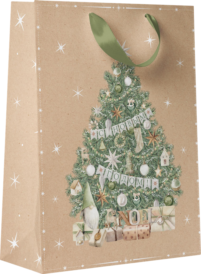 Пакет подарочный CITY HOME TRADE Christmas Kraft 32х26х12см, превью