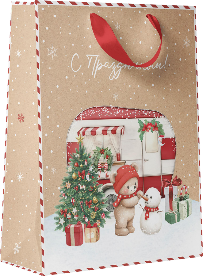 Пакет подарочный CITY HOME TRADE Christmas Kraft 32х26х12см, предпросмотр
