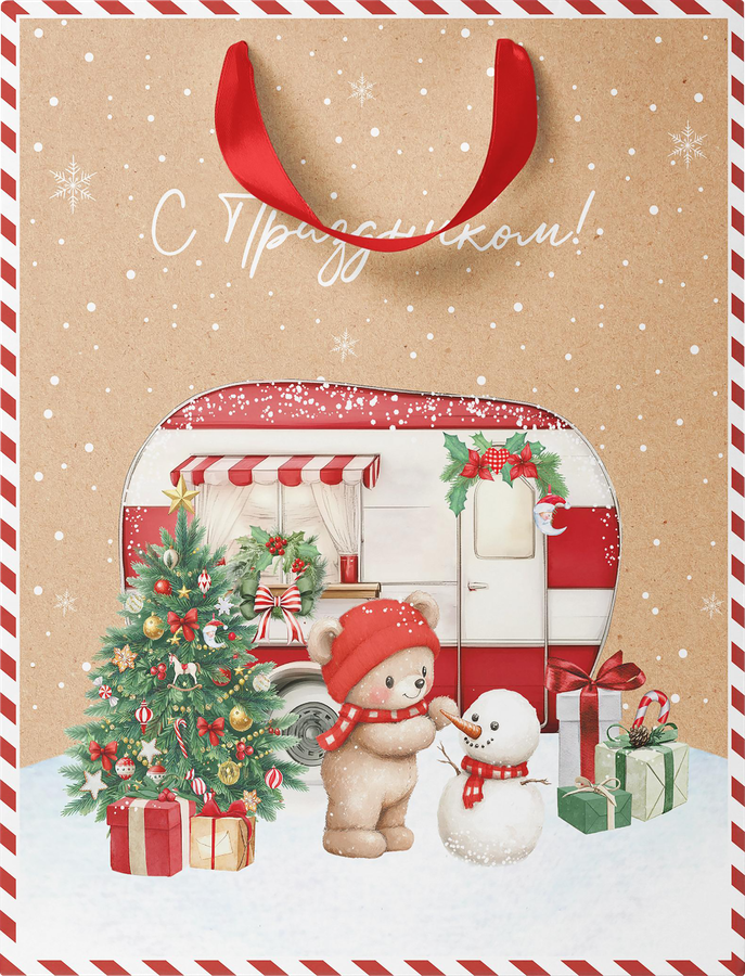 Пакет подарочный CITY HOME TRADE Christmas Kraft 32х26х12см, превью