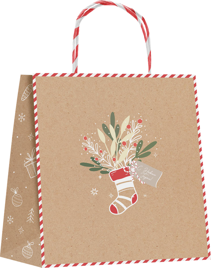 Пакет подарочный CITY HOME TRADE Christmas Kraft 18х16х6см, превью