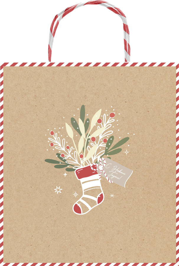 Пакет подарочный CITY HOME TRADE Christmas Kraft 18х16х6см, превью