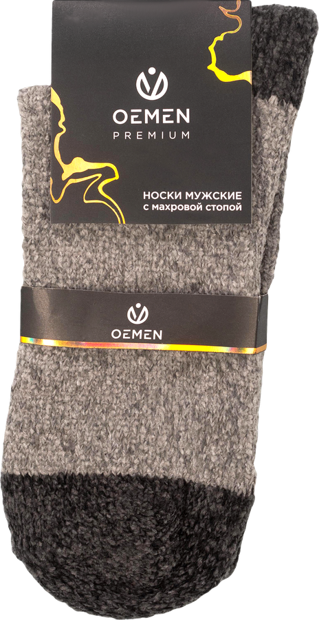 Носки мужские OEMEN р. 25–27, 29–31 плюшевые, серые с узором, Арт. PM356-1, предпросмотр
