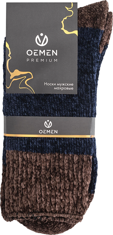Носки мужские OEMEN р. 25–27, 29–31 плюшевые, серые с узором, Арт. PM356-1, превью