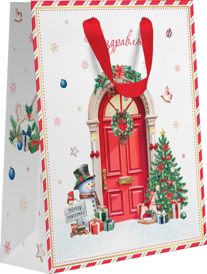 Пакет подарочный CITY HOME TRADE New Years Joy 31х26х11см, эффект, предпросмотр