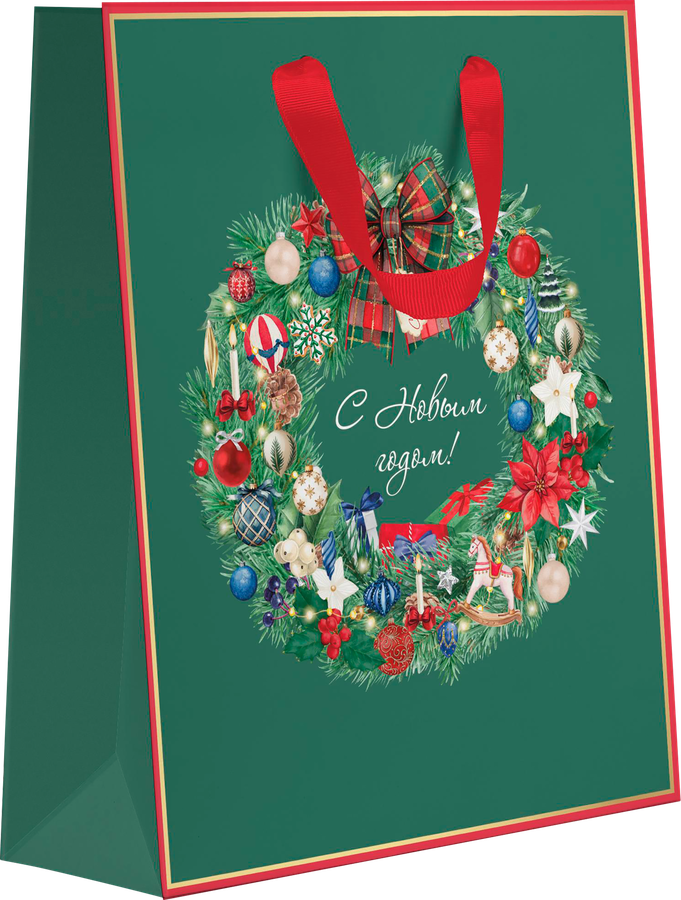 Пакет подарочный CITY HOME TRADE New Years Joy 31х26х11см, эффект, предпросмотр