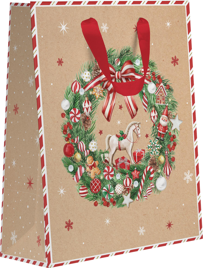Пакет подарочный CITY HOME TRADE Christmas Kraft 32х26х12см, эффект, предпросмотр