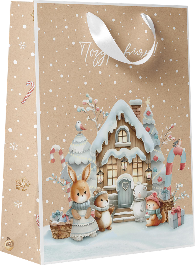 Пакет подарочный CITY HOME TRADE Christmas Kraft 41х31х10см, превью
