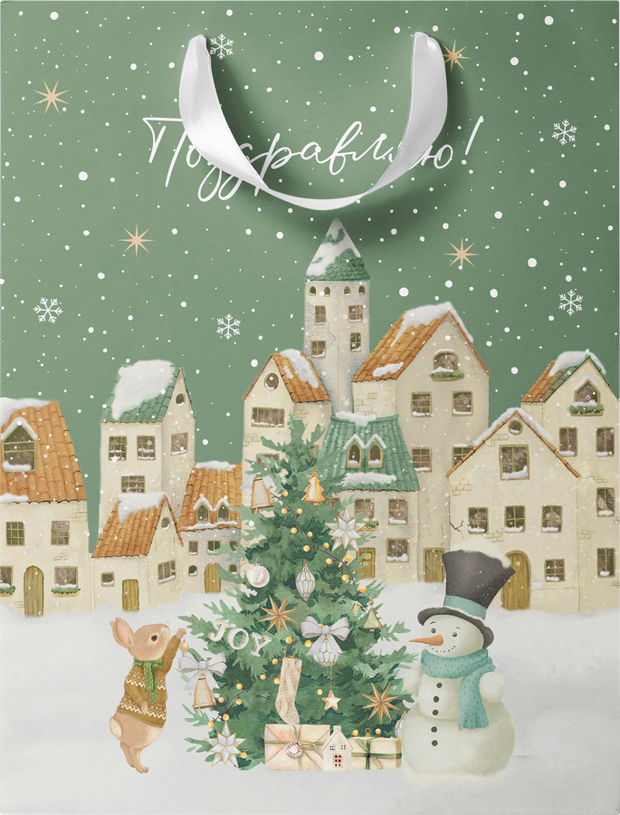Пакет подарочный CITY HOME TRADE Christmas Woodland 41х31х10см, превью