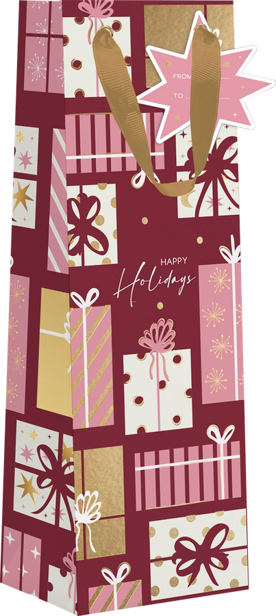 Пакет подарочный CITY HOME TRADE X-Mas Academy под бутылку 38х12х10см, предпросмотр