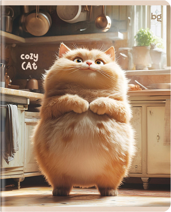 Тетрадь БИДЖИ Cozy cat 48 листов, А5, в клетку, выборочный лак, предпросмотр