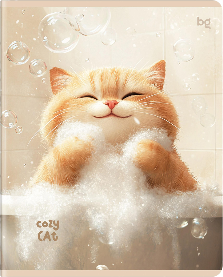 Тетрадь БИДЖИ Cozy cat 48 листов, А5, в клетку, выборочный лак, предпросмотр