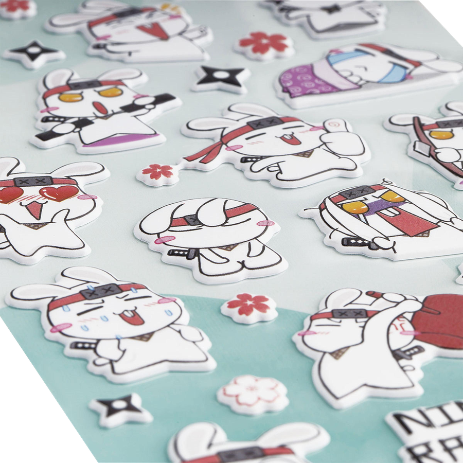 Наклейки объемные MESHU Ninja Rabbit, 10х23см, предпросмотр