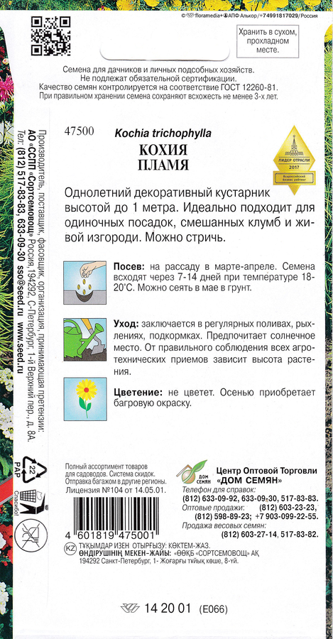Семена цветов ДОМ СЕМЯН Кохия Пламя, 2г, превью