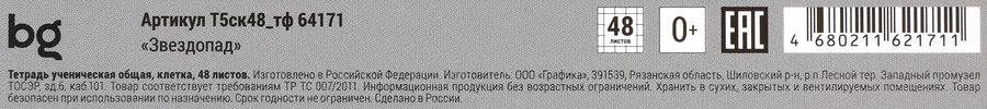Тетрадь БИДЖИ Звездопад 48 листов, А5, в клетку, тиснение фольгой, предпросмотр