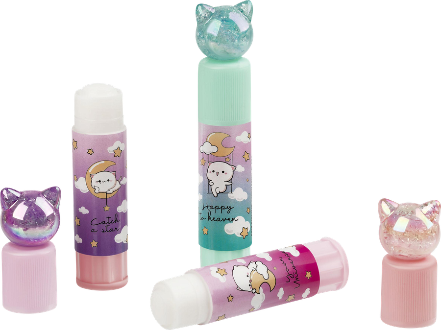 Клей-карандаш MESHU Crystal Kitten с топпером, ПВП, в ассортименте, 8г, предпросмотр