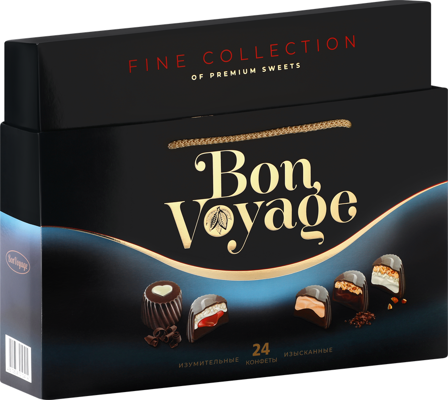 Набор конфет подарочный BON VOYAGE PREMIUM ассорти, синяя коробка в сумочке, 370г, предпросмотр