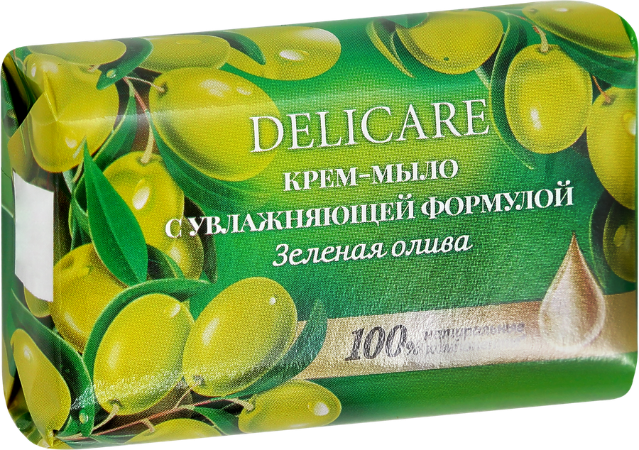 Крем-мыло DELICARE Sensitive care Зеленая олива, увлажнение, 90г, превью