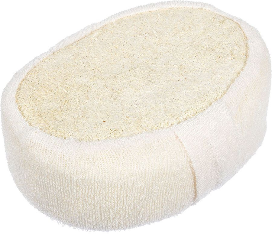 Мочалка БАННЫЕ ШТУЧКИ из люфы, спонж мягкий с хлопком, medium, 11х15х5см, превью