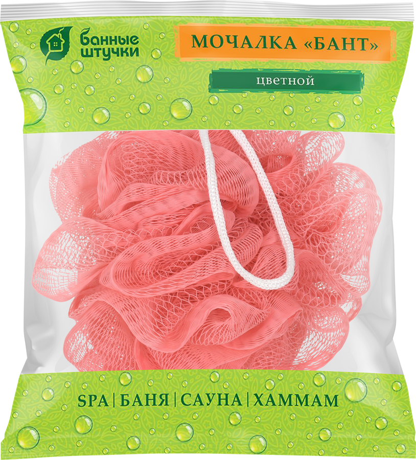 Мочалка БАННЫЕ ШТУЧКИ Бант, soft, цветная в ассортименте, d=12см, превью