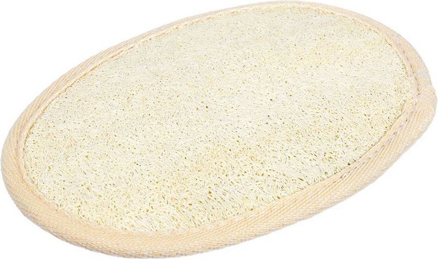 Мочалка БАННЫЕ ШТУЧКИ из люфы, спонж овальный с хлопком, medium, 11х16см, превью