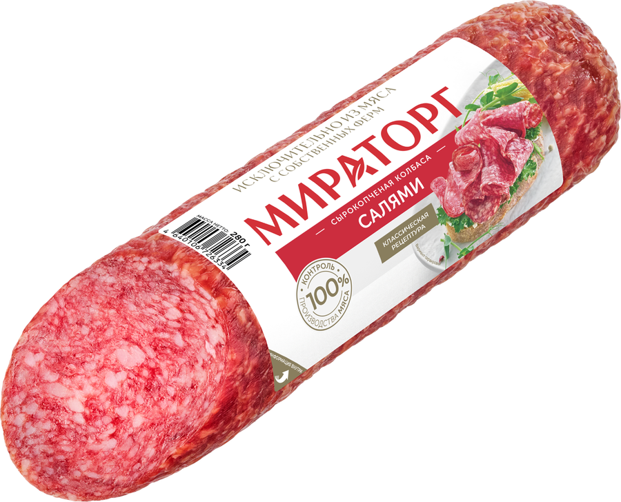 Колбаса сырокопченая МИРАТОРГ Салями полусухая, 280г, превью