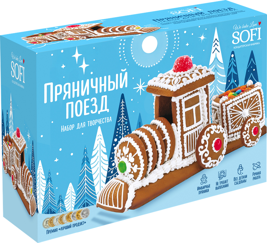 Пряник ПЕКАРНЯ SOFI Пряничный поезд, 900г, превью