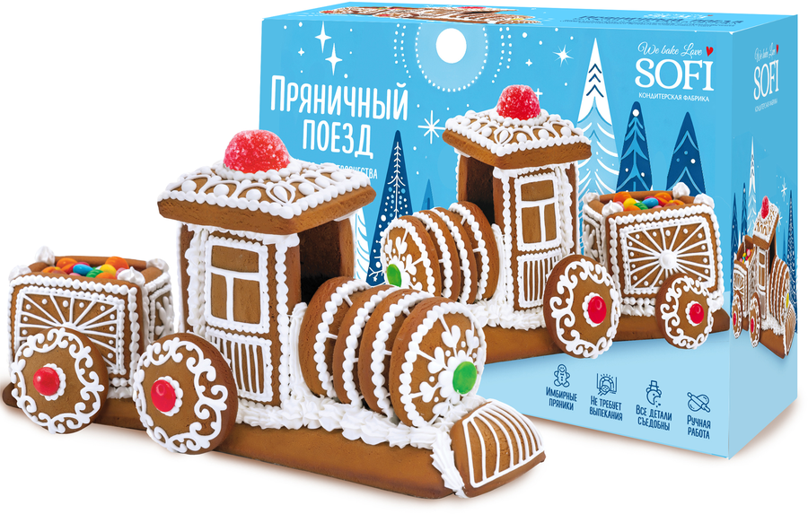Пряник ПЕКАРНЯ SOFI Пряничный поезд, 900г, превью