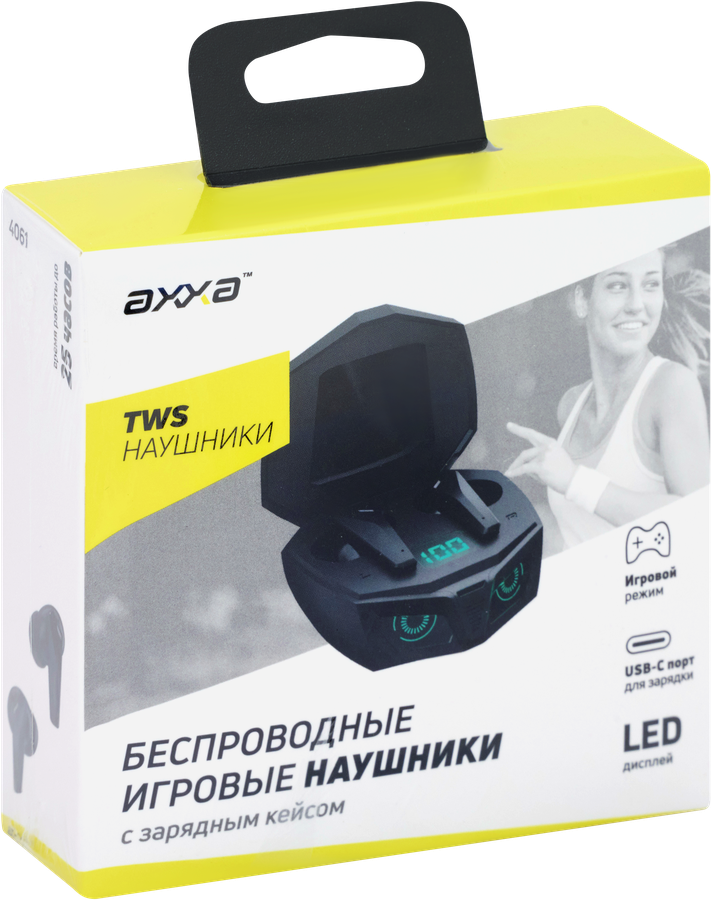 Стереогарнитура беспроводная AXXA Gaming AB-08, BT&nbsp;5.4, LED, 400&nbsp;мАч, черная, Арт. 4061, предпросмотр