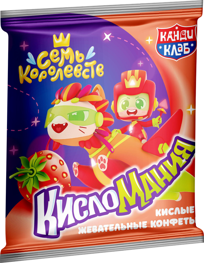 Конфеты жевательные КАНДИ КЛАБ Кисломания Дабл Фрукт со вкусом апельсина и клубники, 14г, предпросмотр