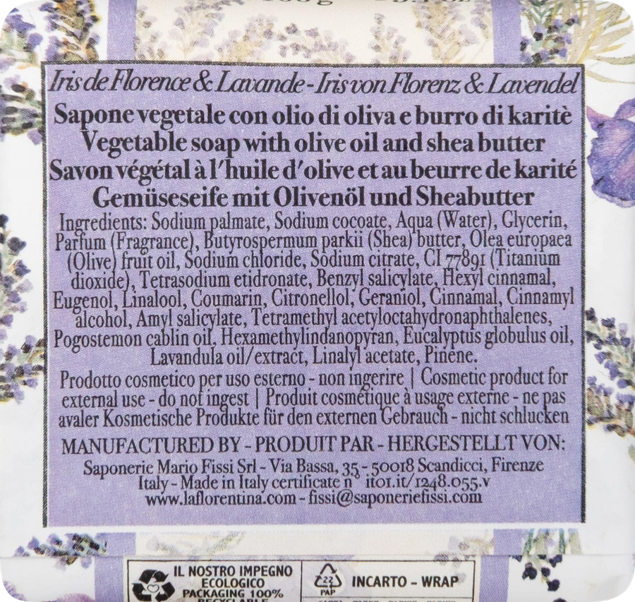 Мыло твердое LA FLORENTINA Фруктовые сады Флорентийский ирис и лаванда, 106г, превью