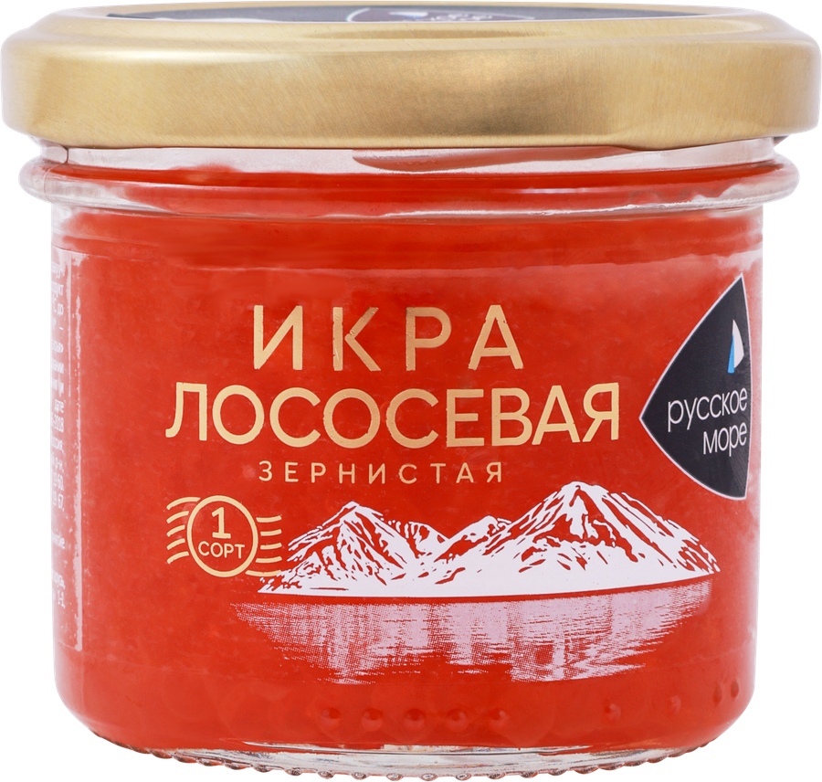Икра горбуши соленая РУССКОЕ МОРЕ зернистая, 95г, предпросмотр