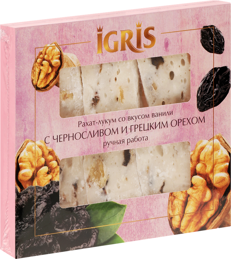 Рахат-лукум IGRIS со вкусом ванили, с черносливом и грецким орехом, 145г, превью