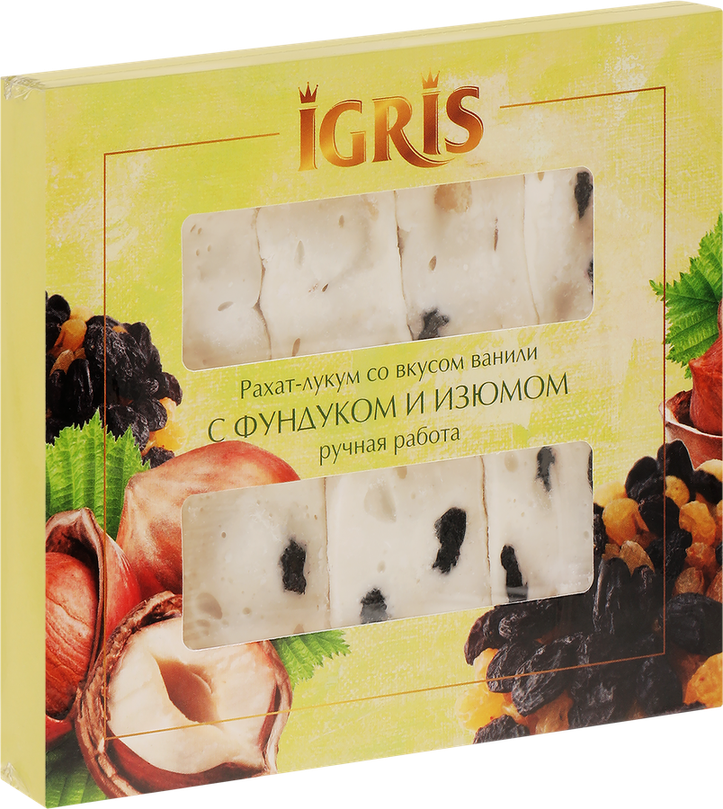 Рахат-лукум IGRIS со вкусом ванили, с фундуком и изюмом, 145г, превью