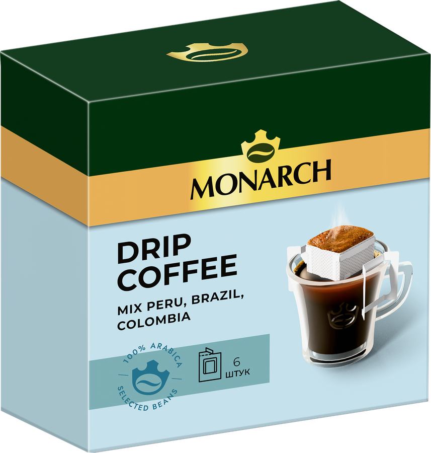Кофе молотый MONARCH Арабика, дрип-пакет, 6пак, превью