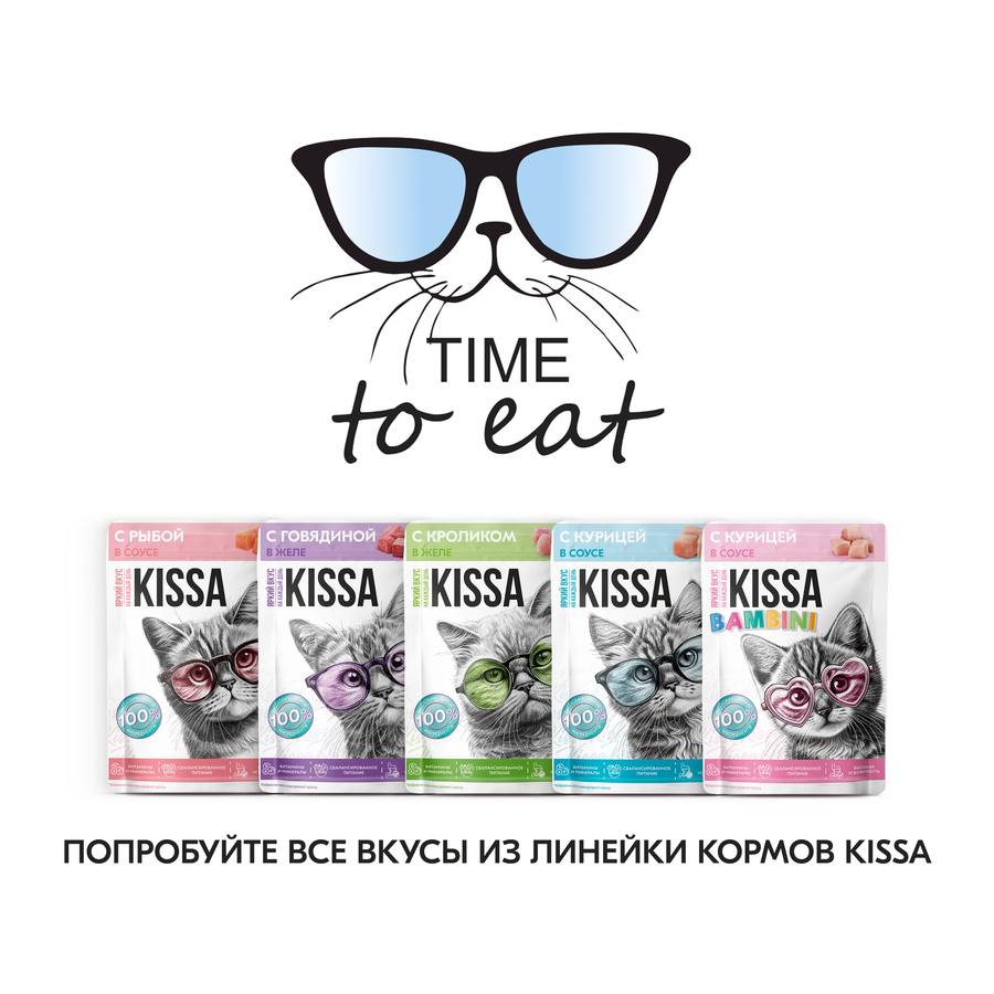 Корм влажный для кошек KISSA с рыбой в соусе, 75г, предпросмотр