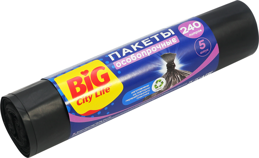 Пакеты для мусора BIG CITY LIFE особопрочные 90х130см, 240л, превью