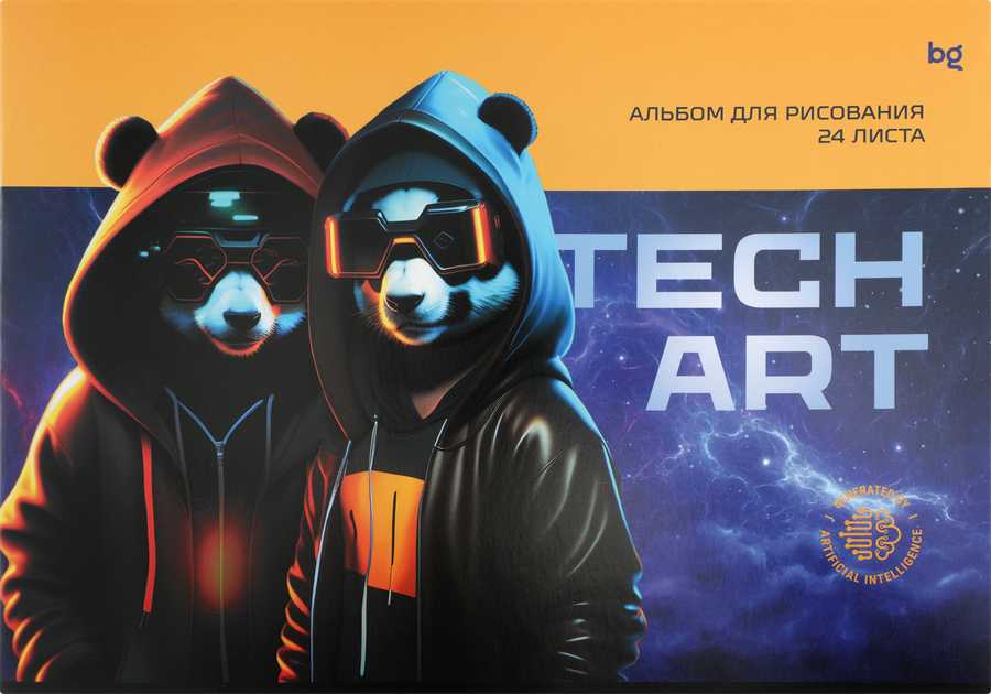 Альбом для рисования BG Techart 24 листа, А4, на скрепке, предпросмотр