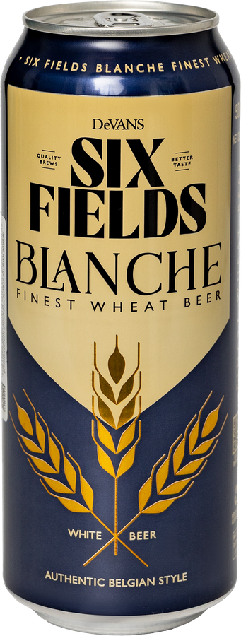 Напиток пивной SIX FIELDS Blanche Файнест Вит Бир пастеризованный нефильтрованный неосветленный 5,0%, 0.5л, предпросмотр