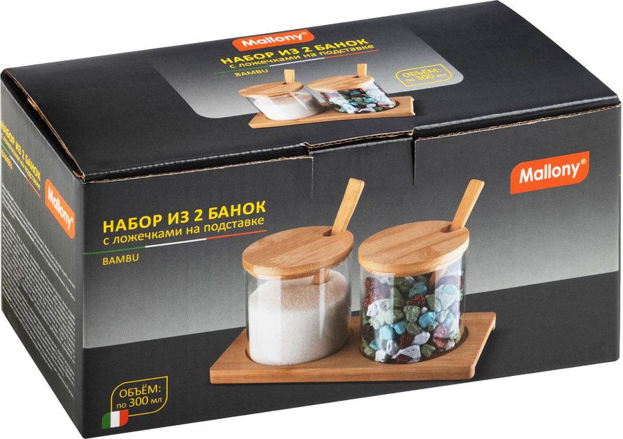 Набор банок для сыпучих продуктов MALLONY Bambu, 2 предмета, 300мл, Арт. 109035, превью