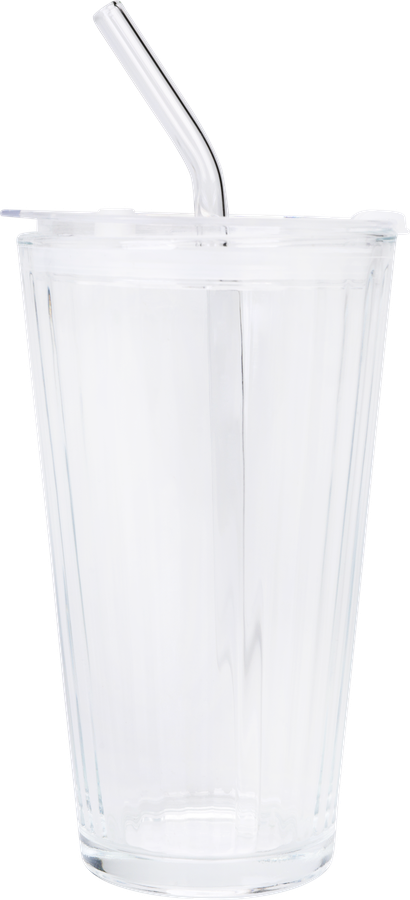 Стакан HOMECLUB Clear, с трубочкой и крышкой, стекло, 400мл, Арт. MN12345, предпросмотр