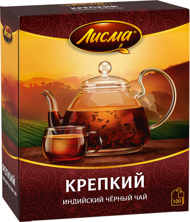 Чай черный ЛИСМА Крепкий Индийский байховый, 100пак, предпросмотр
