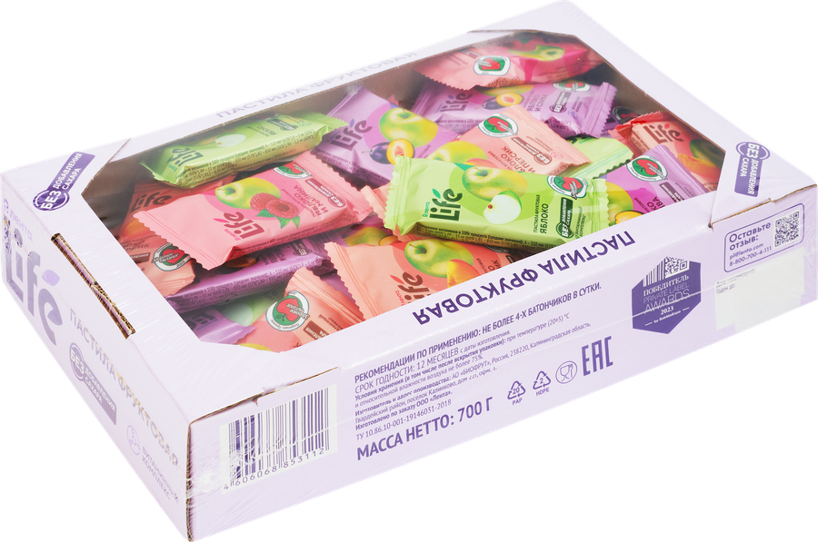 Пастила фруктовая ЛЕНТА LIFE Ассорти, 700г, превью
