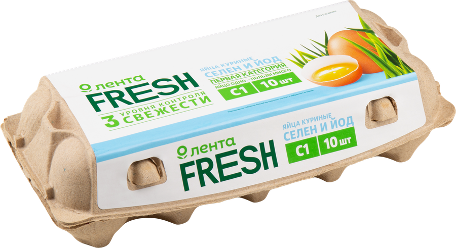 Яйцо куриное ЛЕНТА FRESH Селен йод С1, 10шт, предпросмотр