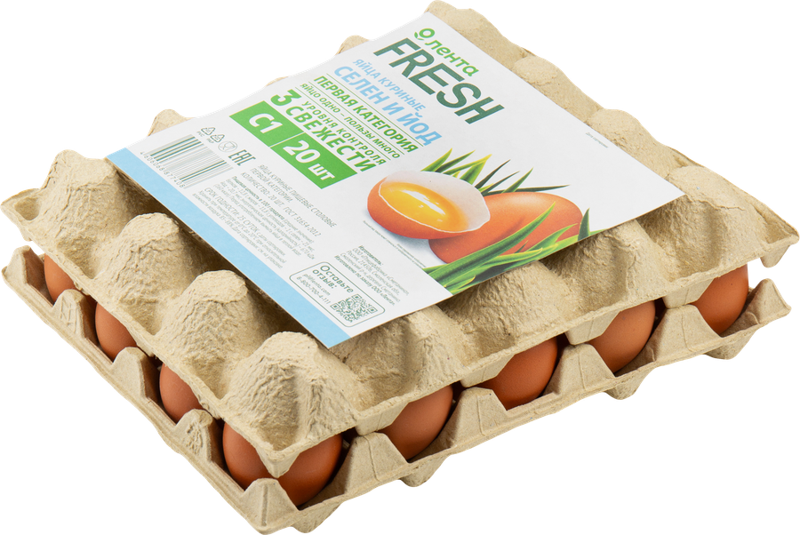 Яйцо куриное ЛЕНТА FRESH Селен йод С1, 20шт, предпросмотр